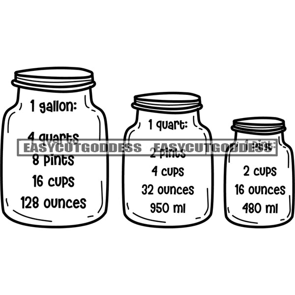Gallon Cups Ounces Cups 32 Ounces 950 Ml 2 Cups  Quote Mug Or Bottle Jar Design Quote Black And White Artwork Silhouette Design Element SVG JPG PNG Vector Clipart Cricut Silhouette Cut Cutting