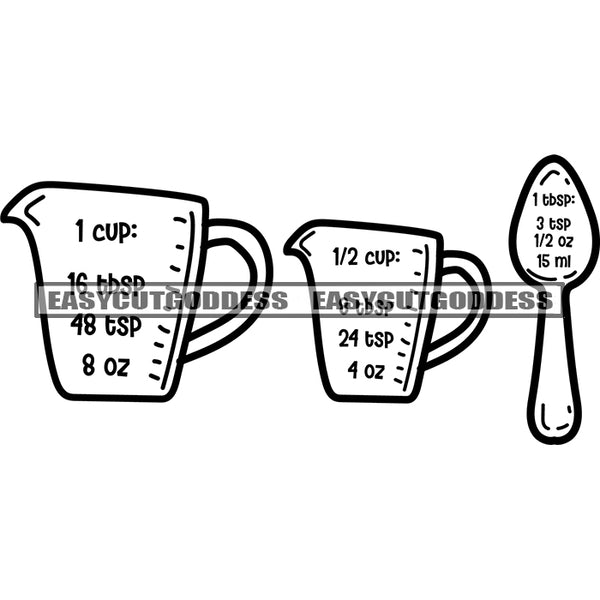Jug And Spoon Artwork Quote Black And White Artwork Silhouette Design Element SVG JPG PNG Vector Clipart Cricut Silhouette Cut Cutting