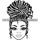 Black And White Artwork Gangster Woman Face Design Element Smile Face Locus Long Hairstyle BW SVG JPG PNG Vector Clipart Cricut Silhouette Cut Cutting