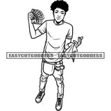 Gangster Afro Boys Holding Money Afro Hip-Hop Styles Boys Afro Hairstyle Black And White BW Artwork SVG JPG PNG Vector Clipart Cricut Silhouette Cut Cutting