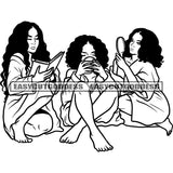 African American Sexy Woman Squad Sitting On Floor Holding Mug And Book Curly Long Hairstyle Design Element Woman Sexy Pose SVG JPG PNG Vector Clipart Cricut Silhouette Cut Cutting