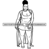 Black And White African American Sexy Woman Close Eyes Design Element BW Artwork Afro Short Hairstyle Wearing Hoop Earing SVG JPG PNG Vector Clipart Cricut Silhouette Cut Cutting