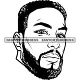 Young Man Side Face Design Element African American Man Afro Short Hairstyle Black And White Artwork Smart Man Face Design SVG JPG PNG Vector Clipart Cricut Silhouette Cut Cutting