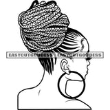 African American Sexy Woman Back Side Design Element Locus Hairstyle Wearing Hoop Earing Vector Design Element SVG JPG PNG Vector Clipart Cricut Silhouette Cut Cutting