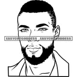 Gangster Man Face Design Element African American Man Head Artwork Black And White Artwork Afro Short Hairstyle SVG JPG PNG Vector Clipart Cricut Silhouette Cut Cutting