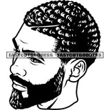Afro Short Hairstyle African American Man Head And Face Design Element Black And White Artwork SVG JPG PNG Vector Clipart Cricut Silhouette Cut Cutting