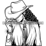 Black And White Artwork Sexy African American Woman Holding Cap Long Nail Afro Hairstyle Wearing Hoop Earing Design Element SVG JPG PNG Vector Clipart Cricut Silhouette Cut Cutting