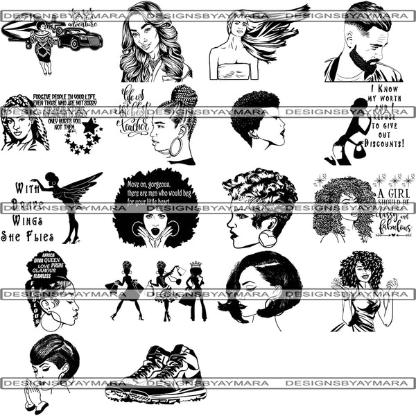 Super Special Bundle Afro Woman SVG Cutting Files For Cricut and Silhouette