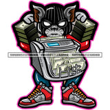 Money Register Counting Machine Gangster Cat Money Investor Grind Grinding Hustler Hustling Designs White Background Holding Money Bundle SVG JPG PNG Vector Clipart Cricut Cutting Files