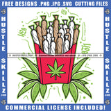 Cannabis Blunt in Red Box Marijuana Leaf Design Element Cannabis High Life 420 Smoke Pot Stoned Silhouette SVG JPG PNG Vector Clipart Cricut Cutting Files