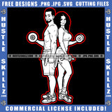 African American Fitness Couple Vector Standing With Dumbbell On Hand Vector Fitness Design Element Nubian Bodybuilder Couple Clipart JPG PNG SVG