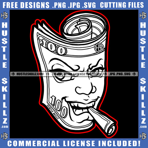 Hustler Dollar Smoking Cigar Money Sign Smoke Design Element White Color Gangster Grind Dripping Cannabis Smoking Blunt Marijuana Weed leaf Logo Hustle Skillz SVG PNG JPG Vector Cut Files