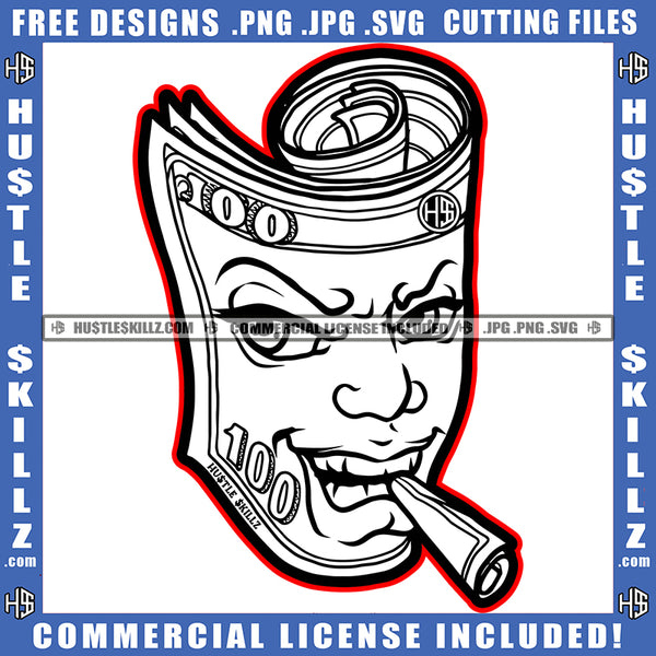 Hustler Dollar Smoking Cigar Money Sign Smoke Design Element White Color Gangster Grind Dripping Cannabis Smoking Blunt Marijuana Weed leaf Logo Hustle Skillz SVG PNG JPG Vector Cut Files