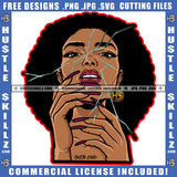 African American Beautiful Woman Face Mirror Broken Design Woman Eye Blood Dripping Smoke On Mouth Vector Design Element SVG JPG PNG Vector Clipart Cricut Cutting Files
