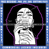 African American Beautiful Woman Face Mirror Broken Woman Eye Look Vector Design Element Afro Hair Vector Design Element SVG JPG PNG Vector Clipart Cricut Cutting Files