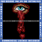 Cartoon Devil Eyes Blood Dripping Design Element Eye Open Looking SVG JPG PNG Vector Clipart Cricut Cutting Files