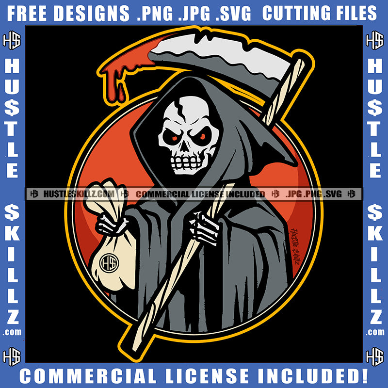 Grim Reaper Spooky Skeleton SVG, Grim Reaper Skull SVG, Grim