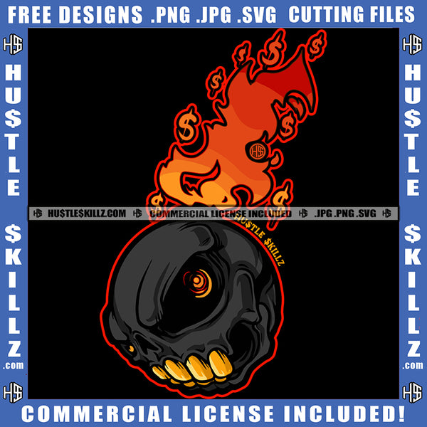 Abstract Face Teeth Hands Design Element Flames Fire On Ring Ball Skull Icon Graphic Hustling Hustle Grind SVG PNG JPG Vector Cutting Cricut Files