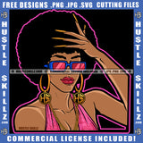African American Black Woman Wearing Sunglass Hand On Head Long Nail Design Element Melanin Woman Wearing Bikini SVG JPG PNG Vector Clipart Cricut Cutting Files