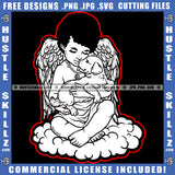African American Child Angle Sitting Holding Dog Design Element Afro Hair Angle SVG JPG PNG Vector Clipart Cricut Cutting Files