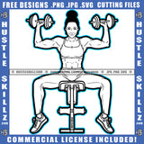 African American Fitness Woman Holding Dumbbell Melanin Woman Six Pack Sitting Gym Machine White Background Design Element SVG JPG PNG Vector Clipart Cricut Cutting Files