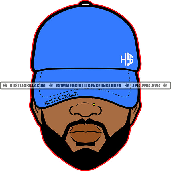 Black Man Beard Goatee Baseball Cap Hat Hustler Hustle Skillz JPG PNG  Clipart Cricut Silhouette Cut Cutting
