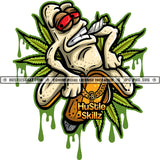 Smoking Cannabis Banana Face Cartoon Vector Marijuana Leaf Dripping Art High Life Red Eyes Banana Smoke Silhouette SVG JPG PNG Vector Clipart Cricut Cutting Files