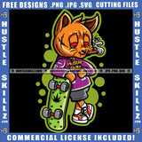 Gangster Scarface Cat Smoking Marijuana Weed Design Element Red Eyes Cat Holding Skate Boat Hustler Hustling SVG JPG PNG Vector Clipart Cricut Cutting Files