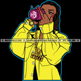 African Afro Gangster Mean Lola Middle Finger Hand Sign Hustler Grind Woman Ghetto Girl Dope Vector Design Element SVG PNG JPG Vector Cut Cutting Cricut