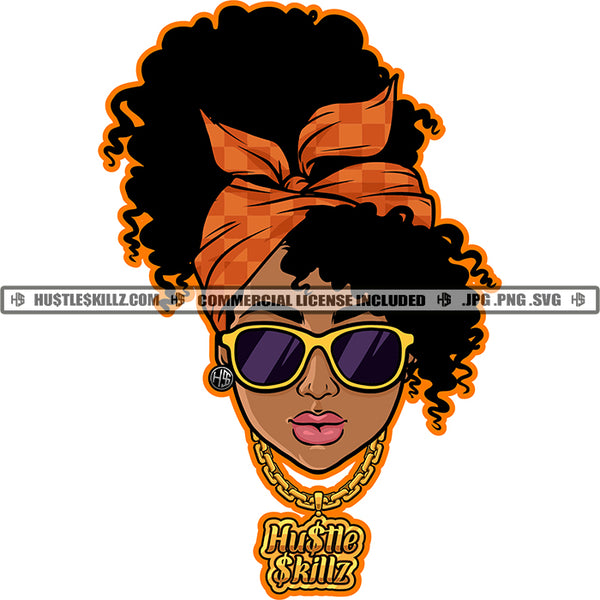 African Afro Woman Christmas Turban Head Wrap Scarf Headscarf Nubian Queen Melanin Popping Hairstyle Design Element SVG JPG PNG Vector Clipart Cricut Cutting Files