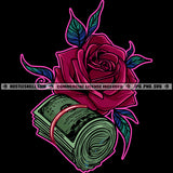 Money Roll Bundle And Rose Flower Roses Hexagon Ready To Press Money Roll Rubber Bundle SVG JPG PNG Vector Clipart Cricut Cutting Files