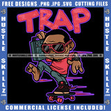 African American Man Smoking Marijuana Weed On Skate Boat Design Element Melanin Gangster Man Holding Radio Hustler Hustling SVG JPG PNG Vector Clipart Cricut Cutting Files