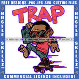 African American Man Smoking Marijuana Weed On Skate Boat Design Element Melanin Gangster Man Holding Radio Hustler Hustling SVG JPG PNG Vector Clipart Cricut Cutting Files