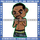 African American Gangster Man Standing Design Element Melanin Man Fire On Hand Hustler Hustling SVG JPG PNG Vector Clipart Cricut Cutting Files