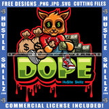 Dope Gangster Scarface Cat Sitting Design Element Gangster Cat Side Money Bag And Bundle Money Hustler Hustling SVG JPG PNG Vector Clipart Cricut Cutting Files