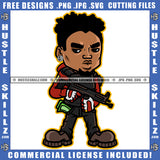 African American Gangster Man Standing Melanin Nubian Man Holding Gun Locs Dreads Hair Magic Ski Mask Gangster SVG JPG PNG Vector Clipart Cricut Cutting Files