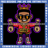 African American Gangster Boy Holding Money Melanin Nubian Man Wearing Sunglass Crown On Head Design Element Magic Ski Mask Gangster SVG JPG PNG Vector Clipart Cricut Cutting Files