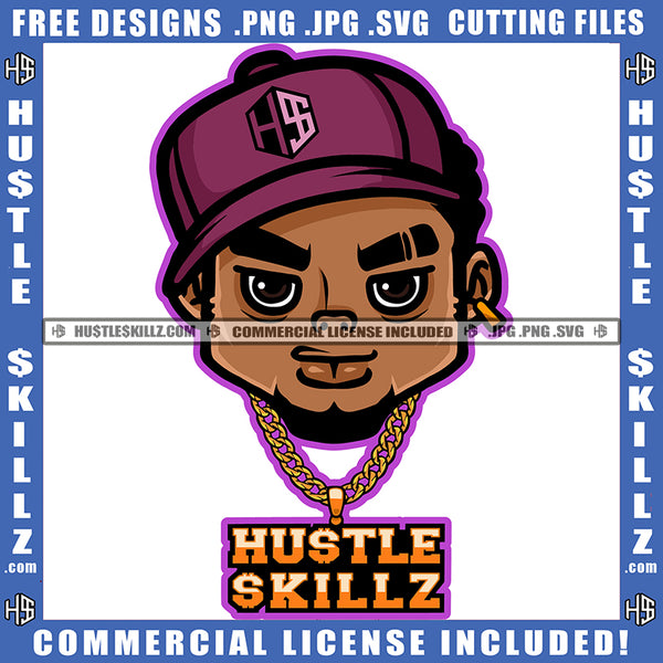 African American Gangster Man Head Melanin Nubian Man Wearing Cap Design Element Magic Ski Mask Gangster SVG JPG PNG Vector Clipart Cricut Cutting Files