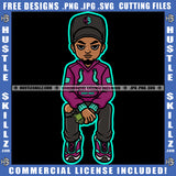 African American Gangster Man Sitting Melanin Nubian Man Wearing Cap Design Element Magic Ski Mask Gangster SVG JPG PNG Vector Clipart Cricut Cutting Files
