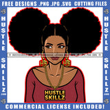 African American Curly Hair Woman Head Melanin Nubian Girl Standing Design Element Black Girl Magic Ski Gangster SVG JPG PNG Vector Clipart Cricut Cutting Files