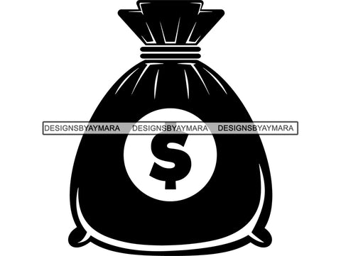 Money Bag Cash Bill Dollar Robbery Bank Coin Rich Full Sack Deposit Wealthy Vector Vault Symbol .PNG .SVG Clipart Vector Cricut Cut Cutting