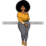 Sexy African American Woman Walking Sexy Pose Afro Woman Puffy Hairstyle Smile Face Design Element White Background SVG JPG PNG Vector Clipart Cricut Silhouette Cut Cutting