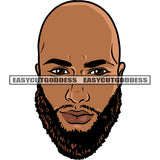 Bald Head African American Man Head Design Element Attitude Man Beard Style White Background SVG JPG PNG Vector Clipart Cricut Silhouette Cut Cutting