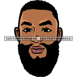 African American Man Head Design Element Attitude Man Handsome Man Beard Style White Background SVG JPG PNG Vector Clipart Cricut Silhouette Cut Cutting