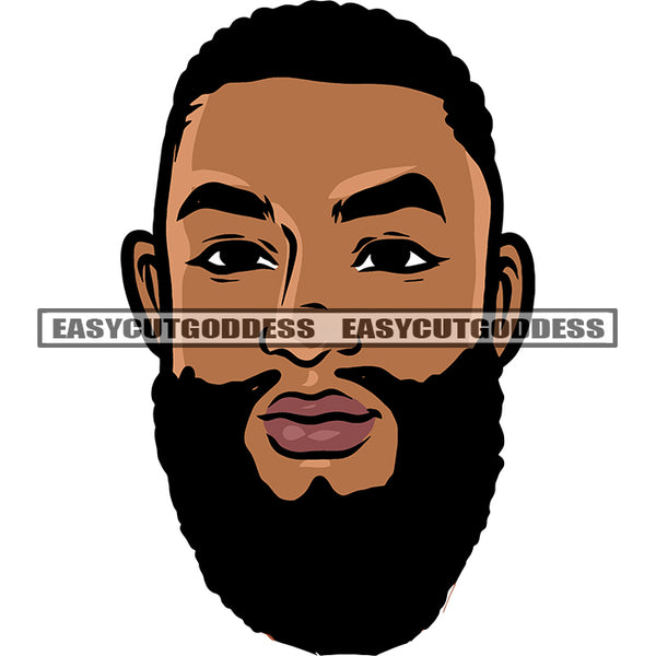 African American Man Head Design Element Attitude Man Handsome Man Beard Style White Background SVG JPG PNG Vector Clipart Cricut Silhouette Cut Cutting
