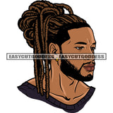 Gangster African American Man Attitude Face Locus Long Hairstyle Design Element Afro Man Beard Stylish Face White Background SVG JPG PNG Vector Clipart Cricut Silhouette Cut Cutting