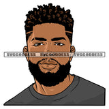 African American Attitude Man Smile Face Design Element Afro Man Wearing T-Shirt Bard Style SVG JPG PNG Vector Clipart Cricut Silhouette Cut Cutting