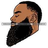Afro Short Hairstyle African American Man Close Eyes Business Man Close Wearing Coat Vector White Background Long Bard Stylish SVG JPG PNG Vector Clipart Cricut Silhouette Cut Cutting