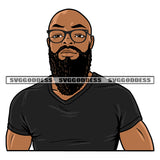 Gangster African American Man Wearing Sunglass And Black Color T-Shirt Design Element White Background Attitude Man SVG JPG PNG Vector Clipart Cricut Silhouette Cut Cutting
