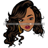 Beautiful African American Girls Smile Face Afro Short Hairstyle Wearing Hoop Earing Design Element White Background SVG JPG PNG Vector Clipart Cricut Silhouette Cut Cutting